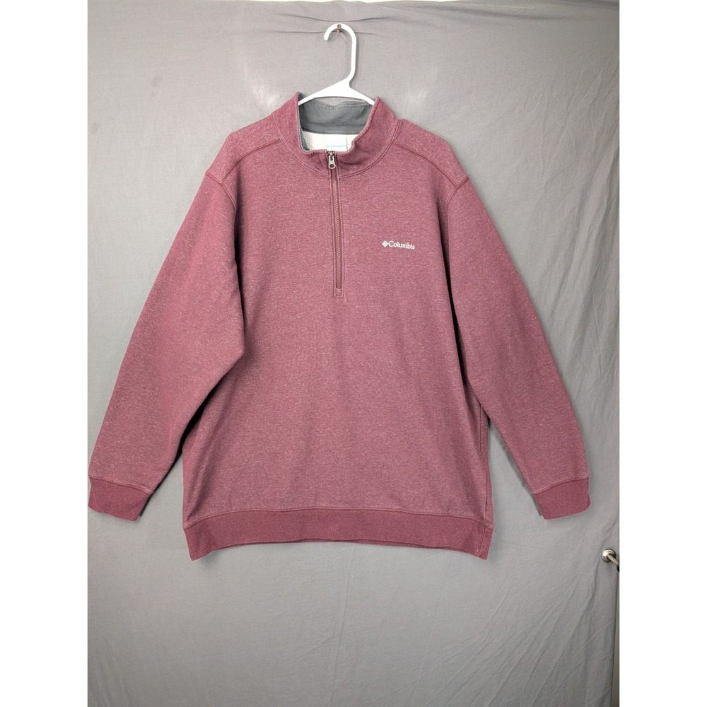 Columbia Mens XXL Hart Mountain II Half Zip Pullover Maroon Heather‎ XM6174